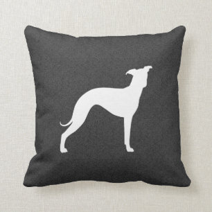 Coussin Silhouette Grise de silhouette de Chien gris blanc