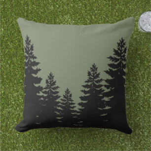 Coussin Silhouette minimaliste de pin noir