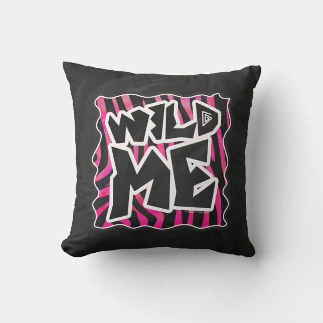 Coussin Silhouette noir et rose chaud Zèbre (Recto)