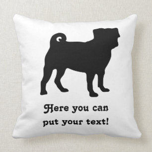 Coussin Silhouette noire de carlin - conception simple de