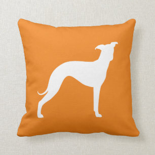 Coussin Silhouette Orange de Chien gris blanc italien