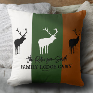 Coussin Silhouette personnalisée d'élan Brun Vert Blanc Ru