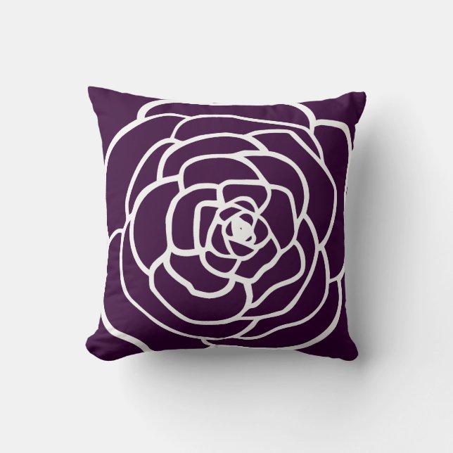 Coussin silhouette rose moderne simple plum d'aubergine fo (Recto)