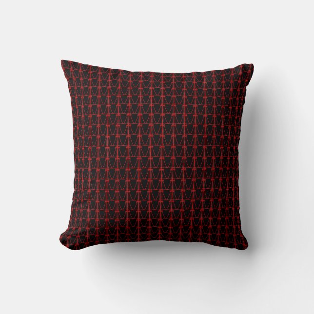 Coussin Silhouette Rouge Cocotiers Motif Noir (Recto)