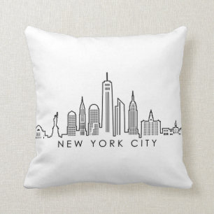 Coussin Silhouette Skyline de la ville de New York Manhatt