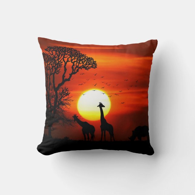Coussin Silhouettes africaines d'animal de coucher du (Recto)