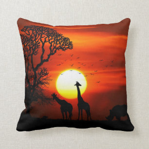 Coussin Silhouettes africaines d'animal de coucher du