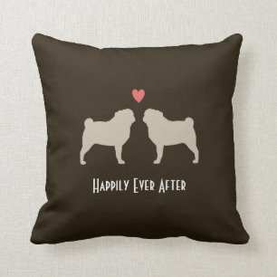 Coussin Silhouettes Carlins avec coeur Couple heureux per