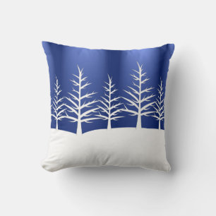 Coussin Silhouettes d'arbre blanc Paysage hivernal