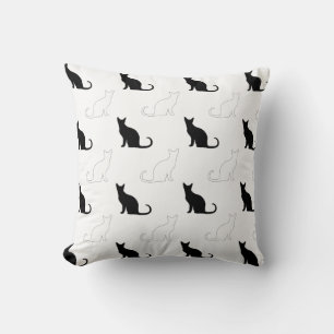Coussin Silhouettes de chats noirs et blancs