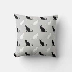 Coussin Silhouettes de chats noirs et blancs