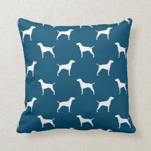 Coussin Silhouettes de chien de Vizsla Motif Bleu et Blanc