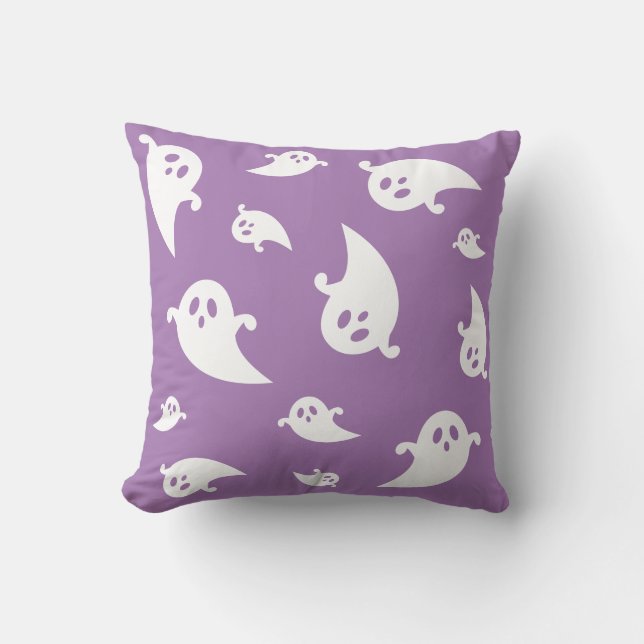 Coussin Silhouettes De Fantôme Blanc Sur Halloween Éffraya (Recto)