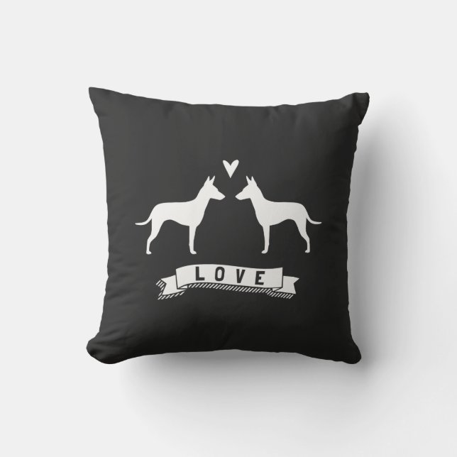 Coussin Silhouettes de Manchester Terrier Amour (Recto)