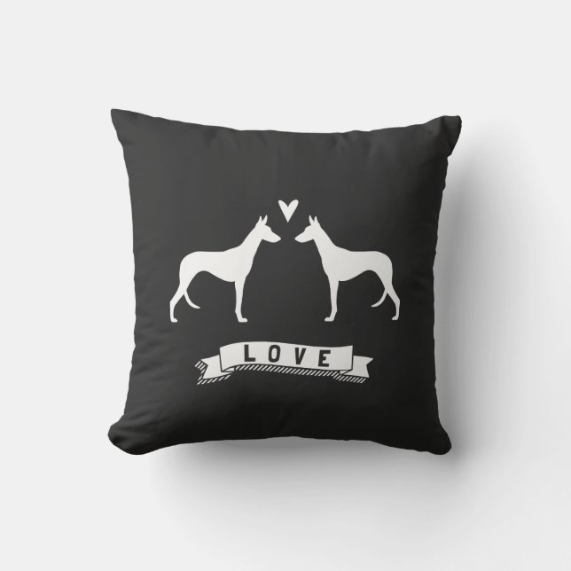 Coussin Silhouettes de Podenco d'Ibiza Amour (Recto)