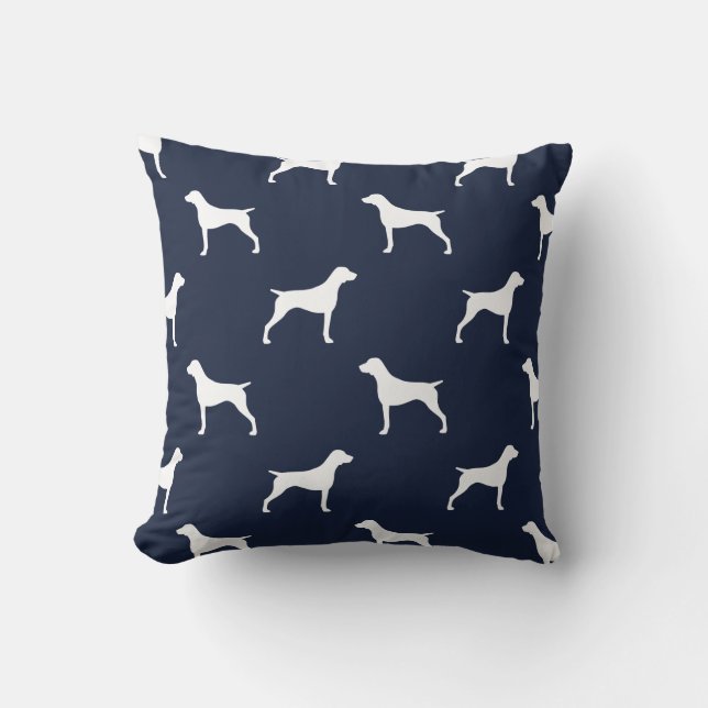 Coussin Silhouettes de pointeur brun allemand bleu (Recto)