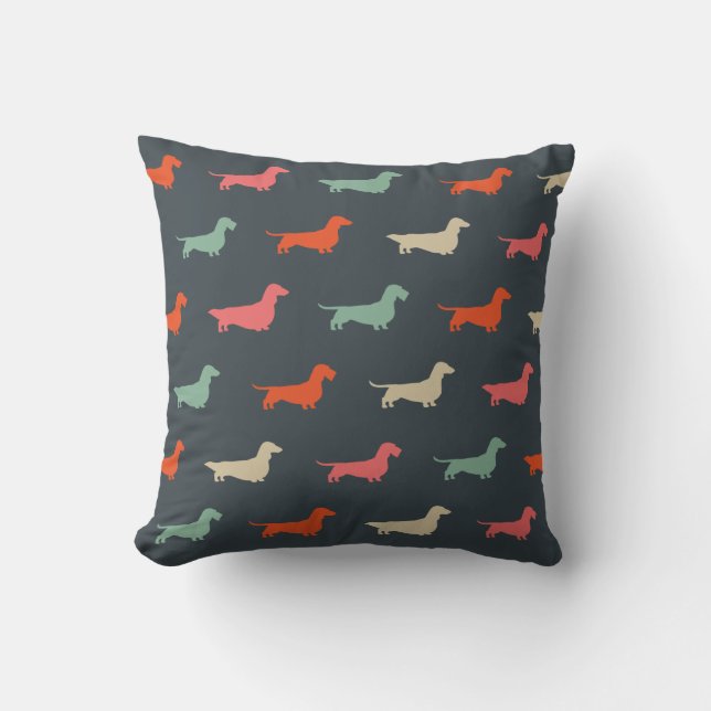 Coussin Silhouettes de teckel Amoureux de teckel (Recto)