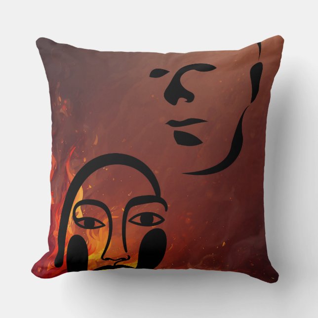 Coussin Silhouettes de visages abstraits dans les feux de  (Recto)