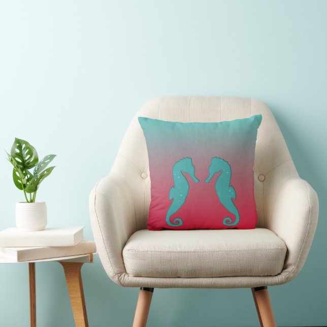 Coussin Silhouettes des hippocampes Plage nautique aquatiq (Chaise)