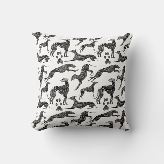 Coussin Silhouettes en marbre gris Greyhound (Recto)