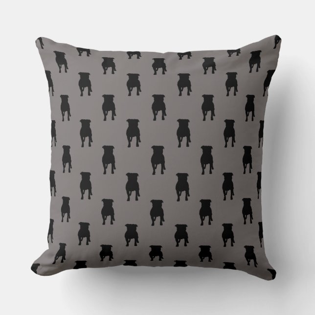 Coussin Silhouettes noires de carlin sur l'arrière - plan (Recto)