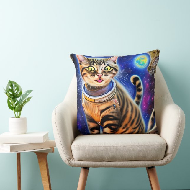 Coussin Silly Cat in Space World Mème (Chaise)