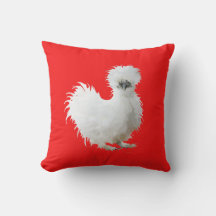 Silly Silkie Chicken on Red