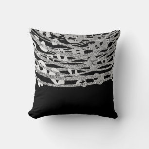 Coussin Silver & Black Leopard Cheetah Imprimer Motif Glam