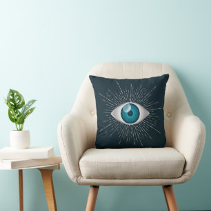Coussin Silver et bleu Turquoise Mystic Aqua Eye Evil Naza