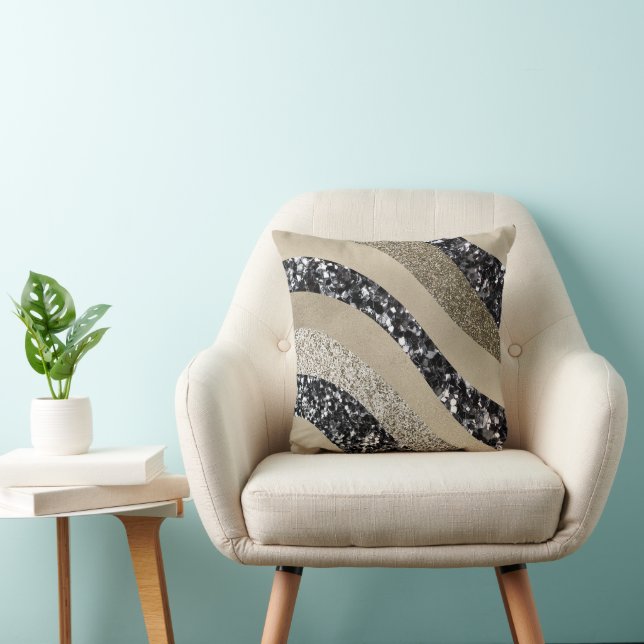 Coussin Silver Gold Wave Glitter Glam 1  (Chaise)