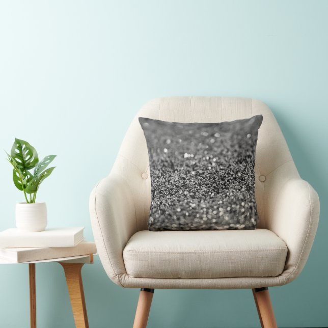 Coussin Silver Gray Glitter Bokeh Glam 2 (Chaise)