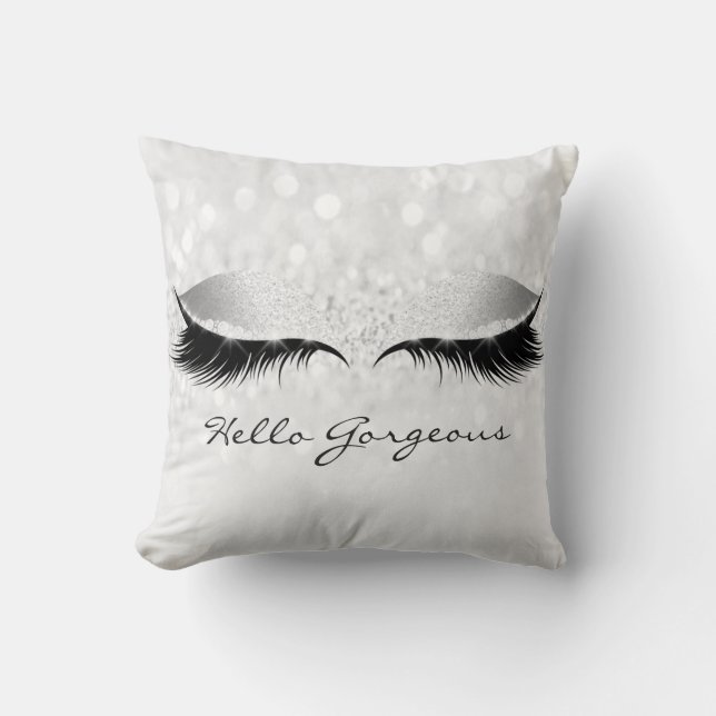 Coussin Silver Grey Lashes de maquillage fille Bonjour mag (Recto)