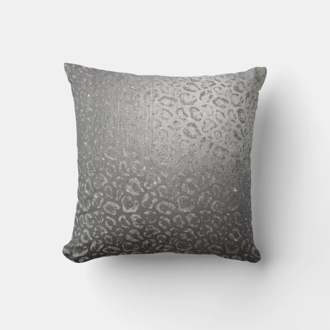 Coussin Silver Grey Leopard Skin Glam Safari (Recto)