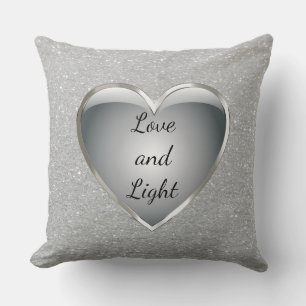 Coussin Silver Grey 'Love and Light' cite 'bling