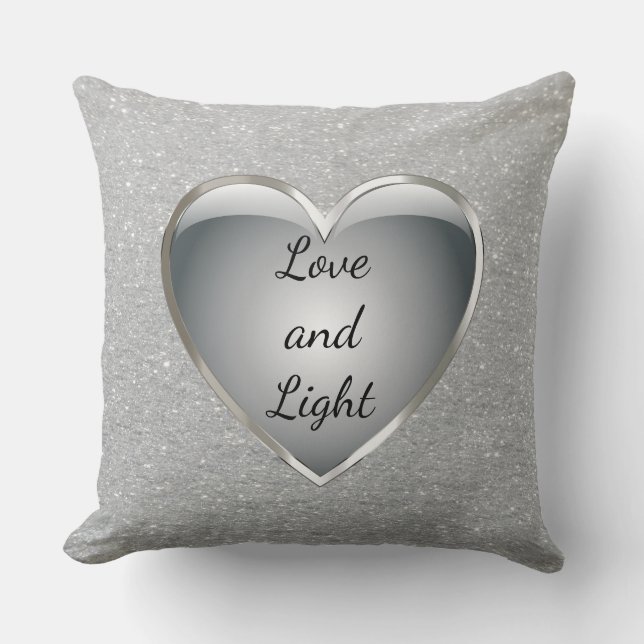 Coussin Silver Grey 'Love and Light' cite 'bling (Recto)