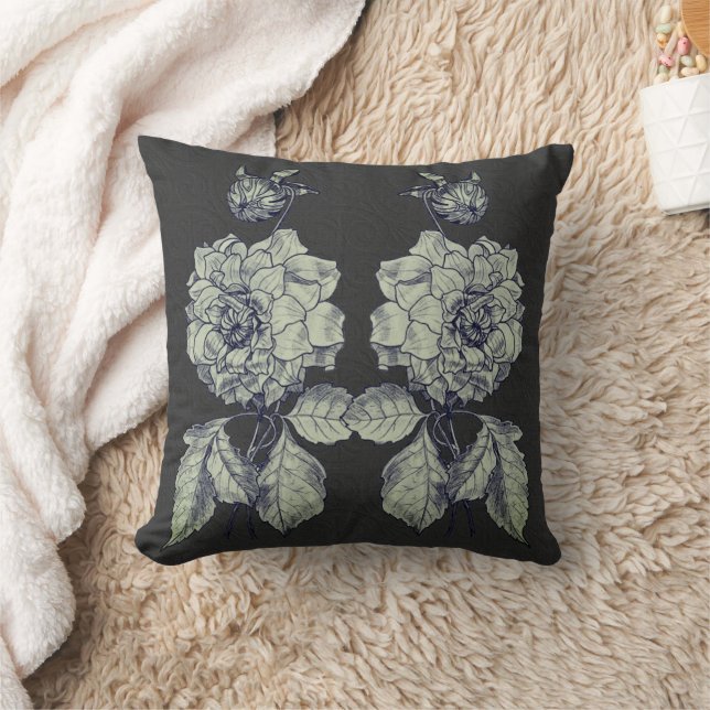 Coussin Silver Peony Flower Art (Couverture)