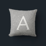 Coussin Silver Sparkle Glitter Monogram Name & Initial<br><div class="desc">Luxury Bling Silver Sparkle Parties scintillant Monogramme Nom et Coussin initial. Le coussin fait le cadeau parfait pour quelqu'un qui décorait sa chambre en argent.</div>
