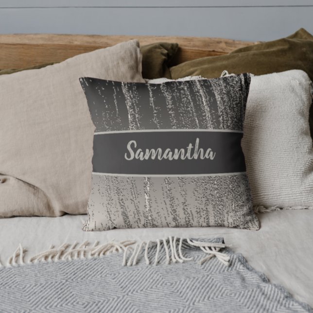 Coussin Silver Streaks Metallic Stripe Moderne Élégant (Créateur téléchargé)