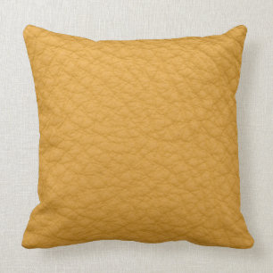 Coussin simili cuir jaune d'or d'impression
