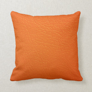 Coussin simili cuir orange brûlé d'impression