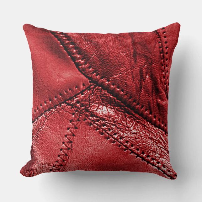 Coussin Simili cuir rouge, carreau (Recto)
