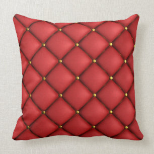 Coussin simili cuir tufté rouge d'impression