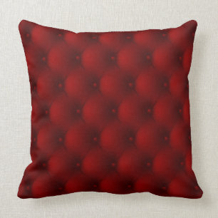 Coussin simili cuir tufté rouge-foncé d'impressi
