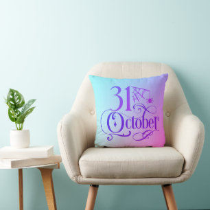 Coussin Simple 31 octobre Halloween bleu et violet