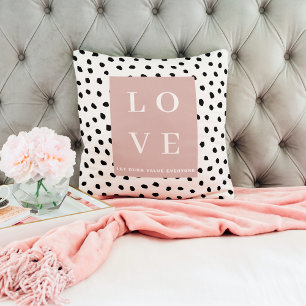 Coussin Simple AMOUR Noir & Rose Laissez notre valeur à t