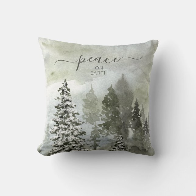 Coussin Simple aquarelle paysage paix sur Terre (Recto)