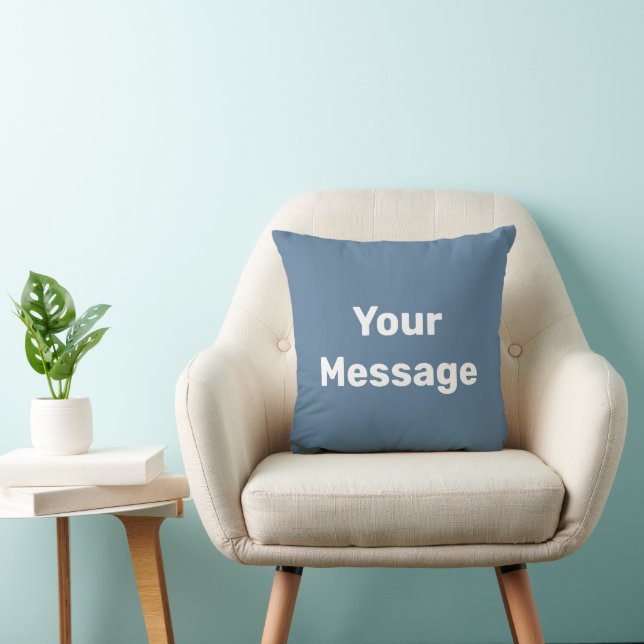 Coussin Simple Ardoise Bleu et Blanc Texte Votre message (Chaise)