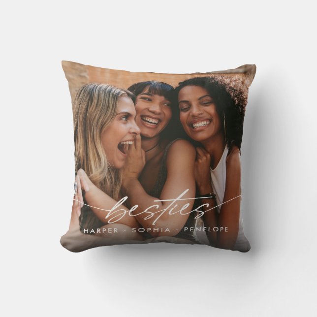 Coussin Simple Besties Create Your Own Photo Modern Script (Recto)