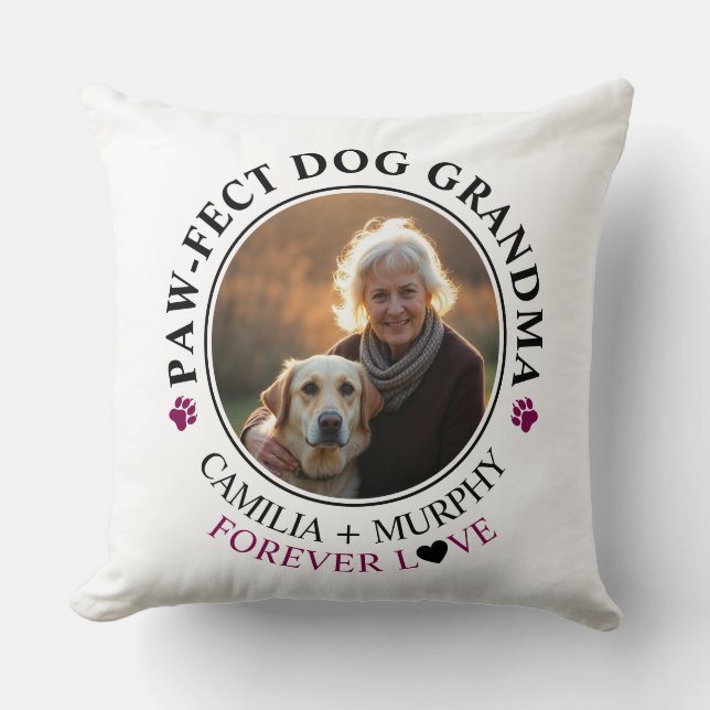 Coussin Simple Black Text Drôle Chien Grandma Photo (Recto)