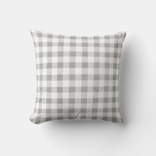 Coussin Simple blanc gris rustique En vichy plaid